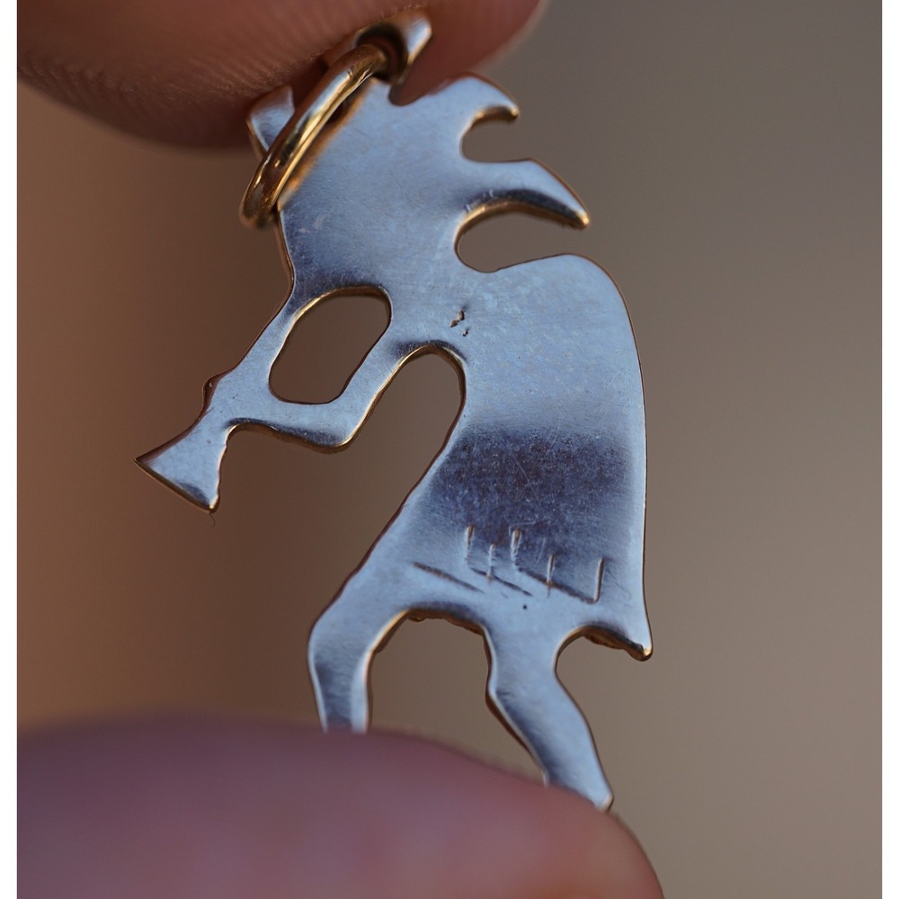 Lee Epperson LEE Cherokee 14k Solid Yellow Gold Nugget Accents Kokopelli Pendant - Picture 6 of 9